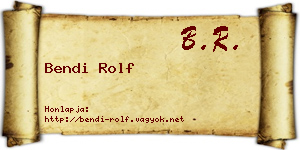 Bendi Rolf névjegykártya